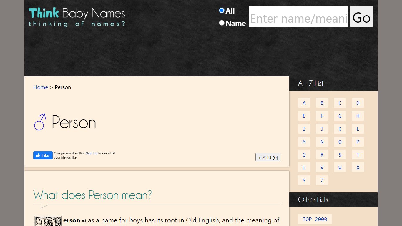 Person - Name Meaning, What does Person mean? - Think Baby Names